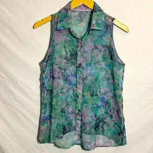 Aeropostale | Sheer Button Down Sleeveless Blouse